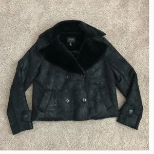 Jessica Simpson Black Faux Fur Milo Cropped Jacket